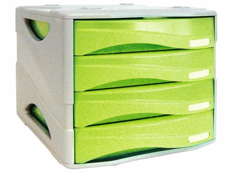 Cassettiera 4 cassetti ARDA Smile polistirolo antiurto e materiale infrangibile grigio/verde – TR15P4PV