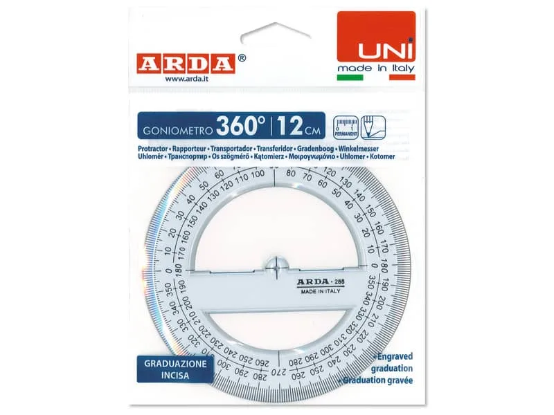 Goniometro ARDA Linea Uni plastica termoresistente fum‚ ottico trasparente 360ø 12 cm – 285SS