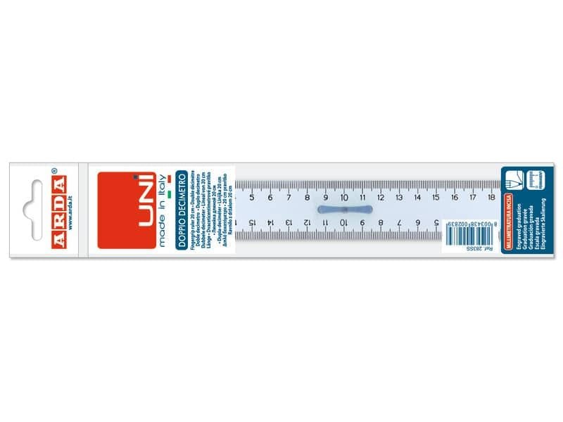Doppio decimetro ARDA Linea Uni plastica fum‚ ottico trasparente 20 cm 283SS