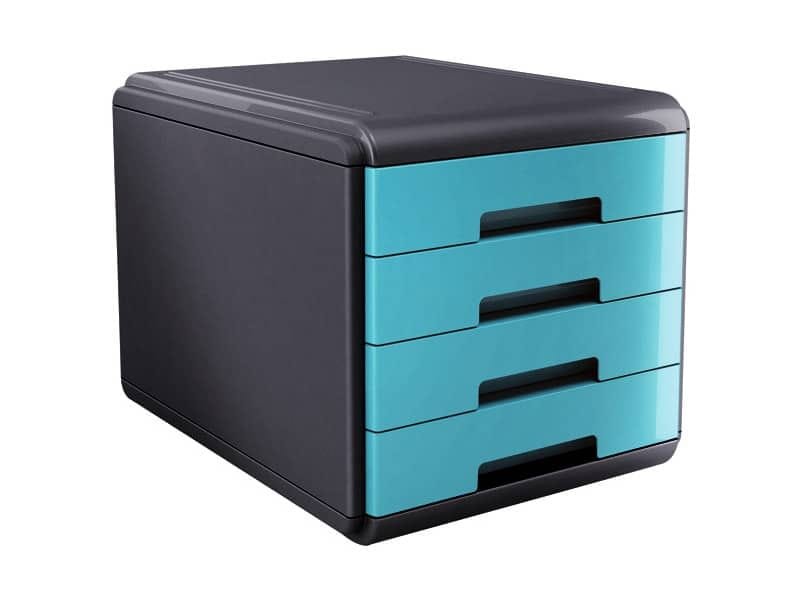 Cassettiera 4 cassetti ARDA Mydesk polistirolo e materiale infrangibile grigio/turchese – 18P4PTU