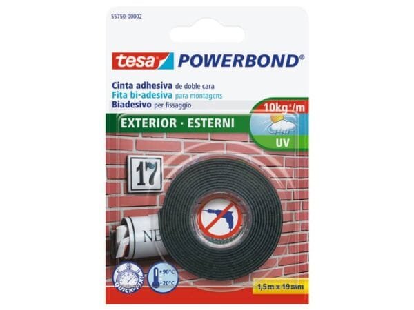 Nastro biadesivo tesa Powerbond© per Esterni 19 mm x 1,5 m bianco 55750-00002-03