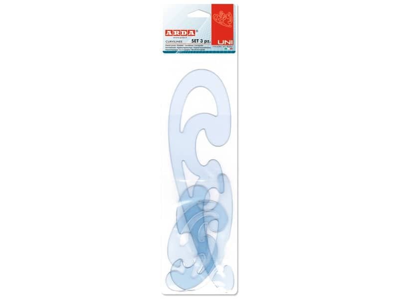 Set curvilinee ARDA Serie Uni polistirolo termoresistente grigio trasparente  Conf. 3 pezzi – 29012