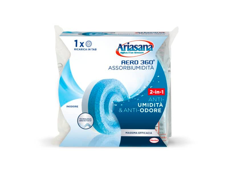 Profumatori e mangiaumidit… Ariasana Aero 360ø ricarica tab inodore 450 g. bianco – 1680991