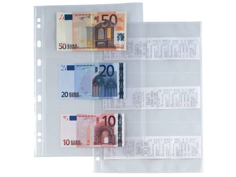 Buste porta banconote scontrini foratura universale Sei Rota Atla 6 spazi 9,5×19 cm trasparente – conf. 10 buste – 662217