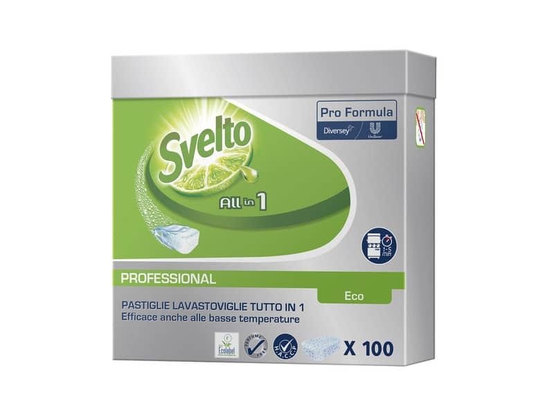 Detergente per lavastoviglie 3 in 1 Svelto ECO Professional Pro Formula bianco conf. 100 pastiglie – 100904028