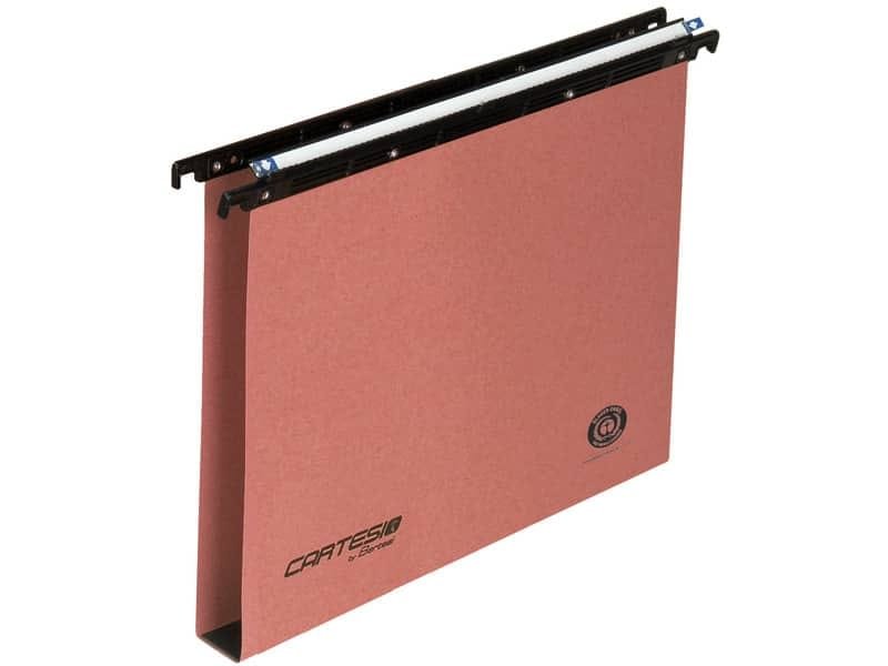 Cartelle sospese orizzontali per cassetti CARTESIO 38 cm fondo U 3 cm arancio Conf. 50 pezzi – 100/380 3 -B2