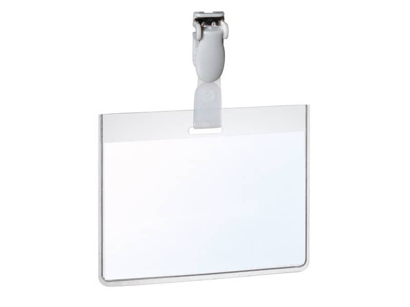 Portanomi con clip DURABLE EUROBADGE tasca chiusa pvc trasparente inserto 60x90mm  conf. 25 – 814319