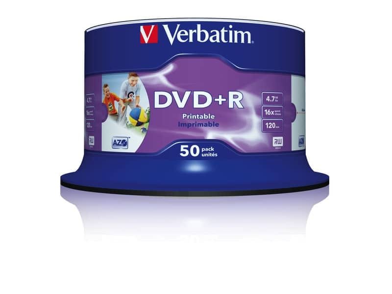 DVD+R Wide Stampabile Verbatim Spindle Case 4.7 GB – velocit… 16x Conf. 50 pezzi – 43512