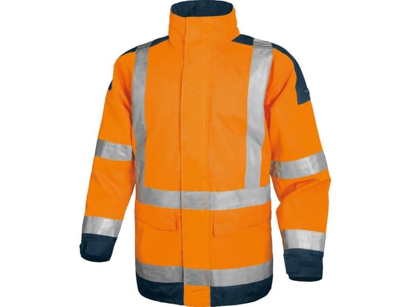 Giacca da lavoro Delta Plus Parka Easy View c/zip imperm. – Cl.3 – 4 tasche – argento arancio fluo-blu XL – EASYVOMXG