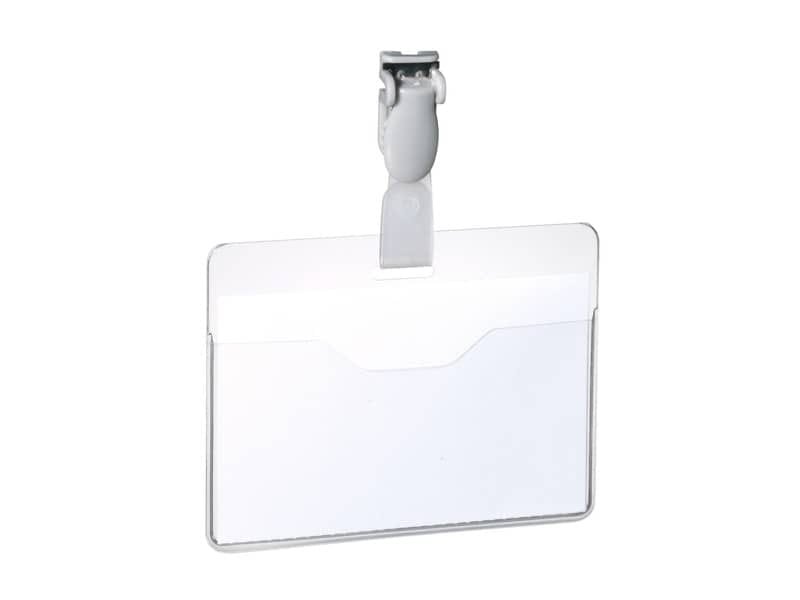 Portanomi con clip DURABLE EUROBADGE tasca aperta plastica trasparente inserto 60x90mm  conf. 25 – 814719