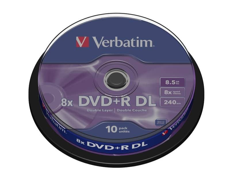 DVD+R Doppio Strato Verbatim 8.5 GB  in confezione da 10 dvd-r – 43666