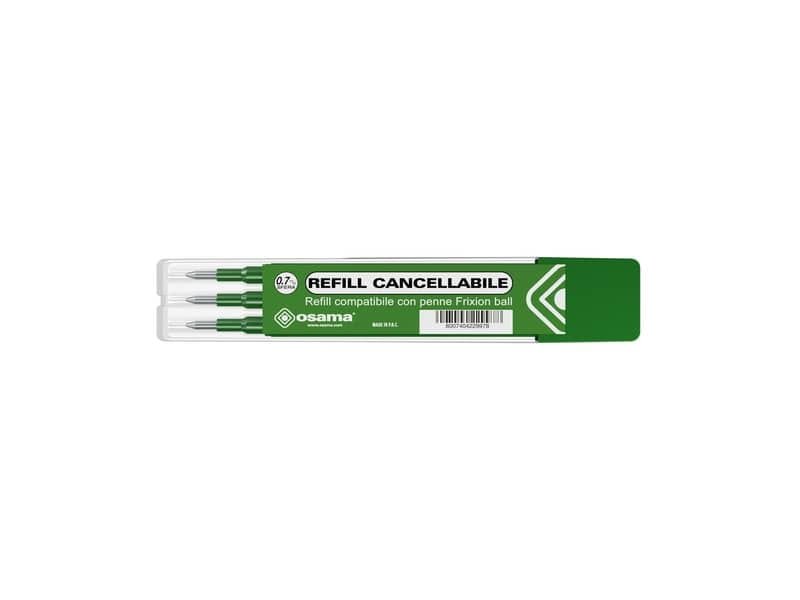 Refill inchiostro gel cancellabile RISCRIVI 0,7 mm verde astuccio da 3 – OW 10136 V