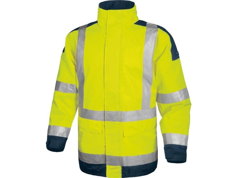Giacca da lavoro Delta Plus Parka Easy View c/zip imperm. – Cl.3 – 4 tasche – argento giallo fluo-blu – L – EASYVJMGT