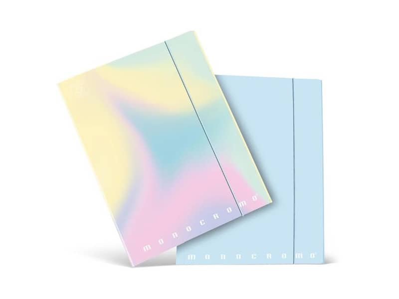 Cartella a 3 lembi con elastico PIGNA Monocromo Pastel in cartoncino con dorso 1,2 cm 26×34,5 cm assortiti – 02299023L