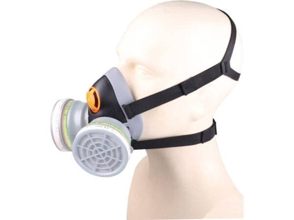Semi maschera Delta Plus in PPL extra comfort predisposta per 2 filtri (non inclusi) nero-grigio - M6400EGT