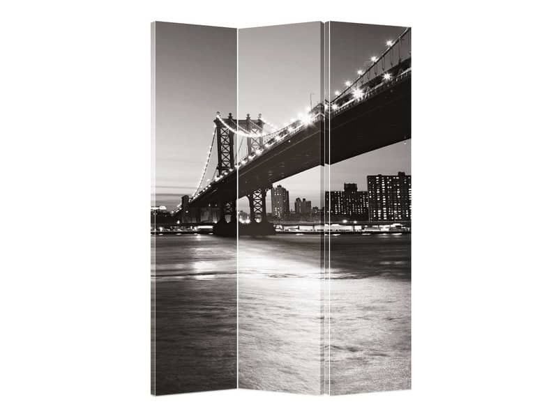 Paravento a 3 ante Serena Group in legno e carta di riso fantasia Brooklyn 120×180 cm – NY-1068-3