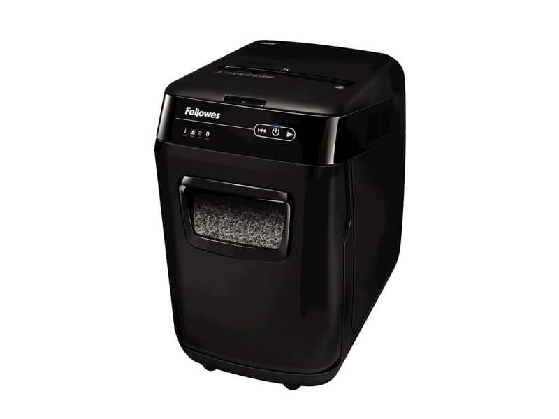 Distruggidocumenti uso moderato FELLOWES AutoMax? 200M – P-5 – 32 L – taglio a microframmenti 2×14 mm nero – 4656301