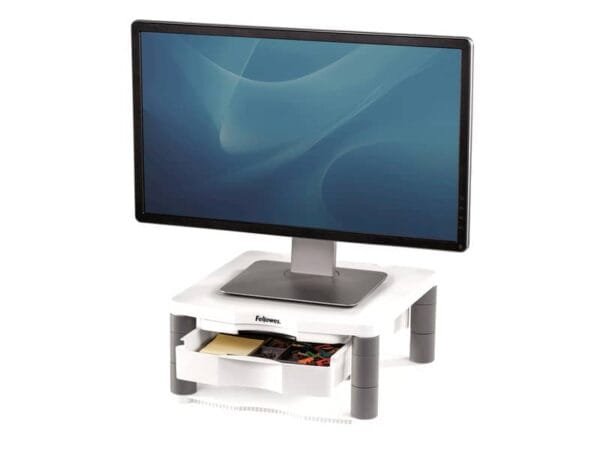 Supporto FELLOWES Premium Plus per monitor plastica riciclata grigio 34,3x33,3x6,4-16,5 cm - 91713