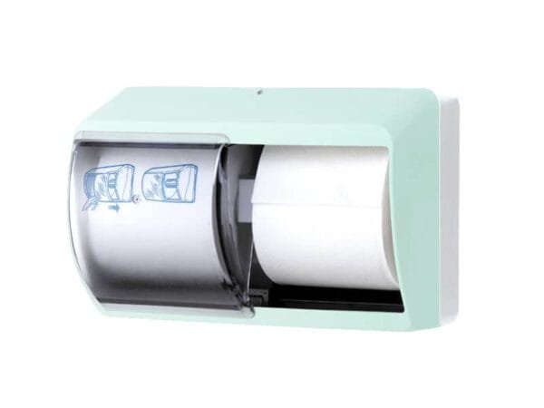 Distributore di carta igienica doppio rotolo Hylab in ABS con capacit… max  13 cm verde opalino - E-TO/OD-S