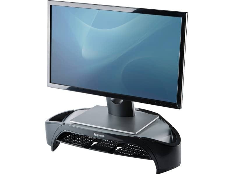 Supporto FELLOWES Smart Suites per monitor plus ABS grigio/nero 47,8×32,8cm con vaschetta portaoggetti – 8020801