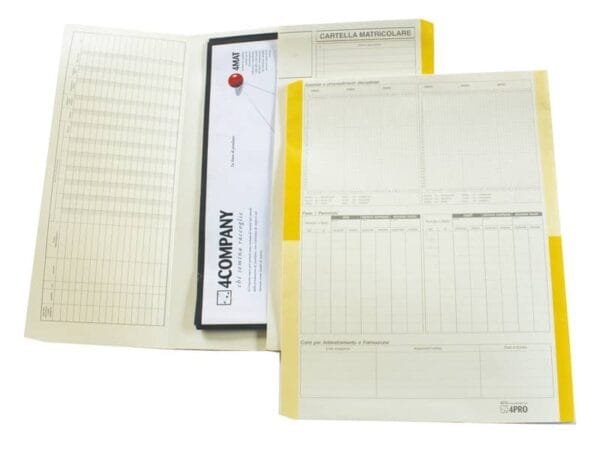 Cartelline matricolari 4Pro A4 in carta di cellulosa 225 g/mý dorso 2 cm giallo conf. da 50 pezzi - 4075