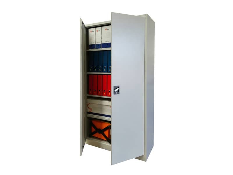 Armadio in metallo con porte battenti KUBO 1 vano / 4 ripiani grigio 100x45x200 cm – BA100 G