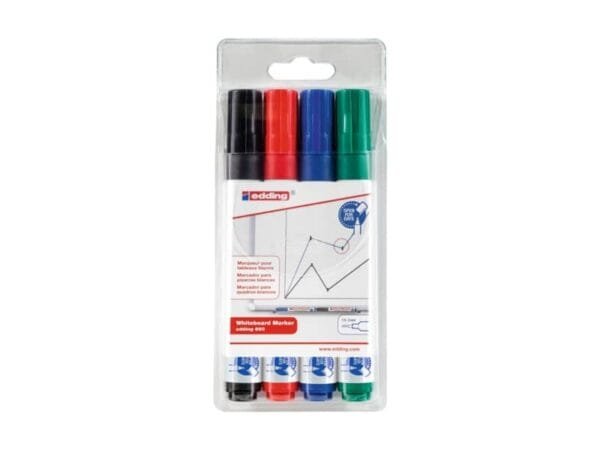 Marcatori per lavagne bianche edding 660 punta conica 1,5-3 mm assortiti confezione da 4 -E-660/4S