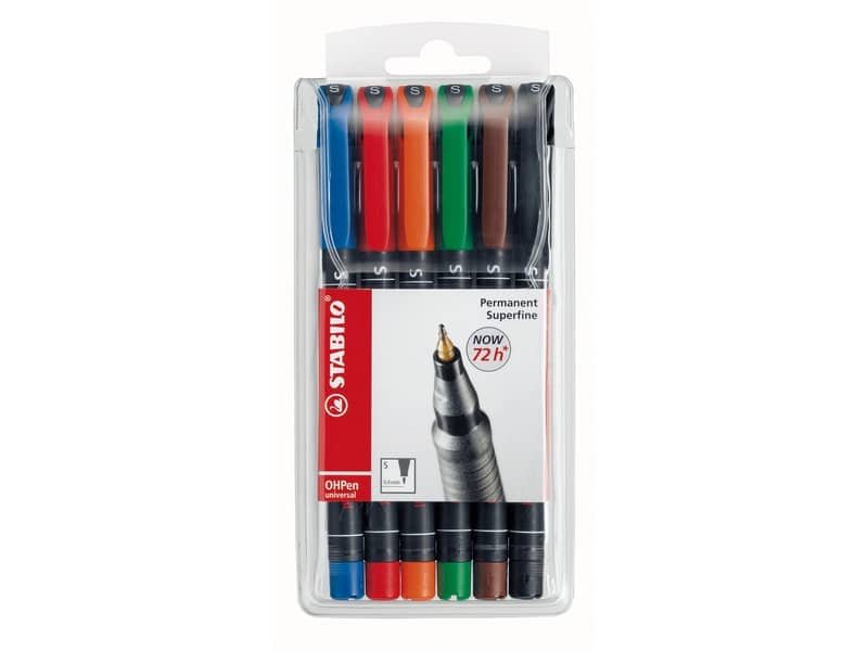 Penne Stabilo OHPen universal Superfine (S) 0,4 mm assortiti astuccio da 6 – 841/6