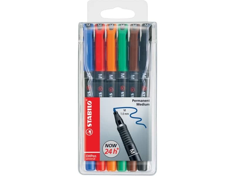 Penne Stabilo OHPen universal Medio (M) 1 mm assortiti astuccio da 6 – 843/6