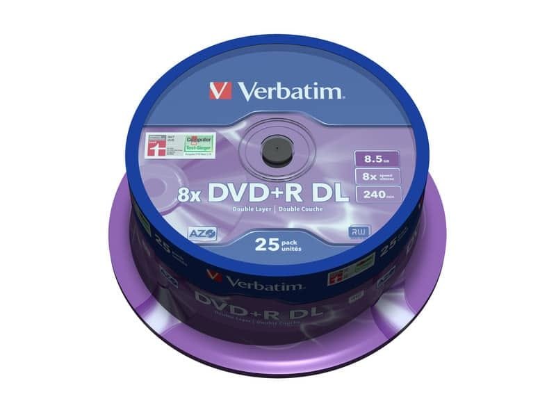 DVD+R Double Layer Verbatim 8.5 GB  in confezione da 25 dvd+r – 43757