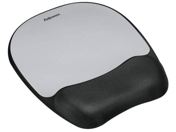 Tappetino mouse con poggiapolsi FELLOWES Memory Foam - argento 27,6x23,2x3,2 cm - 9175801