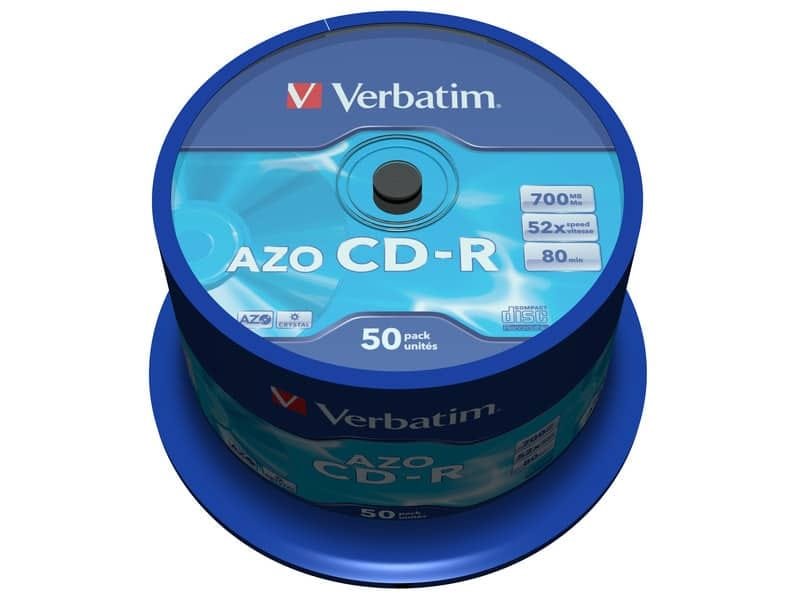 CD-R AZO Verbatim 52x 700 MB Spindle Case da 50 cd-r – 43343