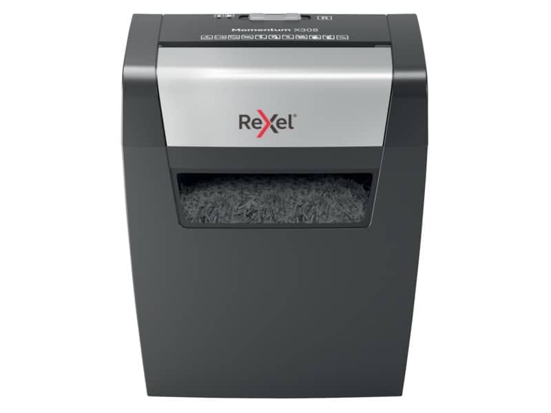 Distruggidocumenti uso moderato Rexel Momentum X308 – P-3 – 15 L – taglio a frammenti 5×42 mm – 2104570EU