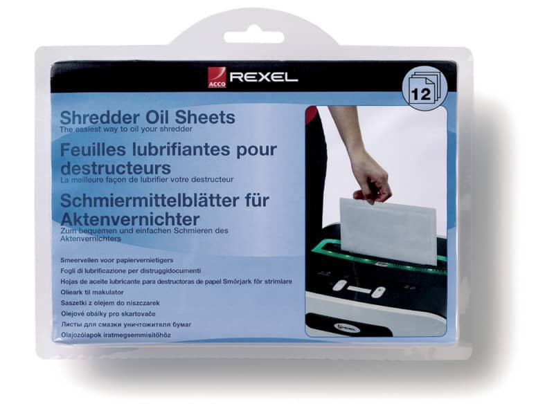 Fogli lubrificanti per distruggidocumenti Rexel Formato A5 conf. 12 fogli – 2101948