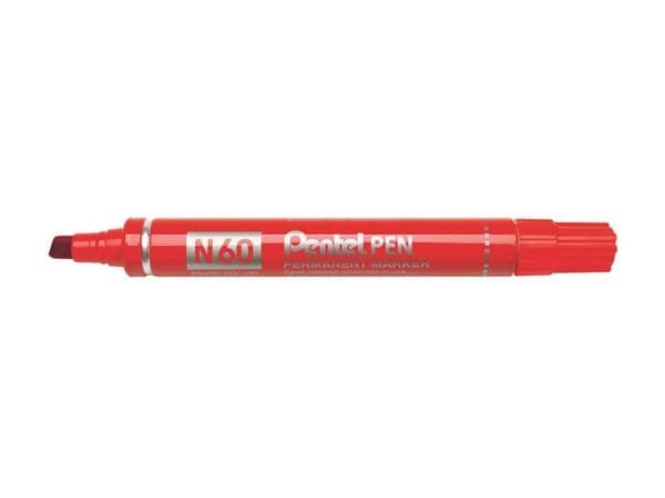 Marcatore permanente Pentel N60 punta a scalpello 3,9-5,7 mm rosso N60-B