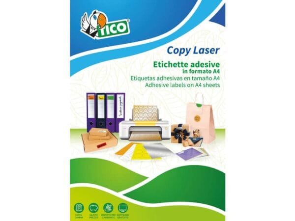 Etichette bianco lucido TICO Press Glossy 94x44 mm - 12 et./foglio - conf. 100 fogli - PG4-9444