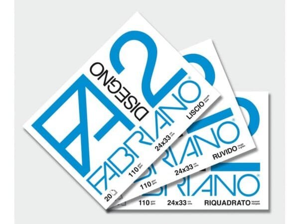 Album da disegno Fabriano F2 a 4 angoli 110 g/mý 24x33 cm 20 ff. ruvidi 06000516