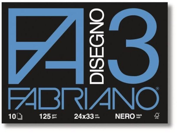Album da disegno Fabriano F3 NERO 125 g/mý 24x33 cm nero - 10 fogli 04001017
