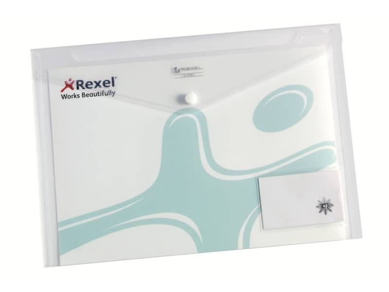 Buste trasparenti con bottone Rexel Ice porta biglietti da visita A4 trasparente conf. da 5 pezzi – 2101663