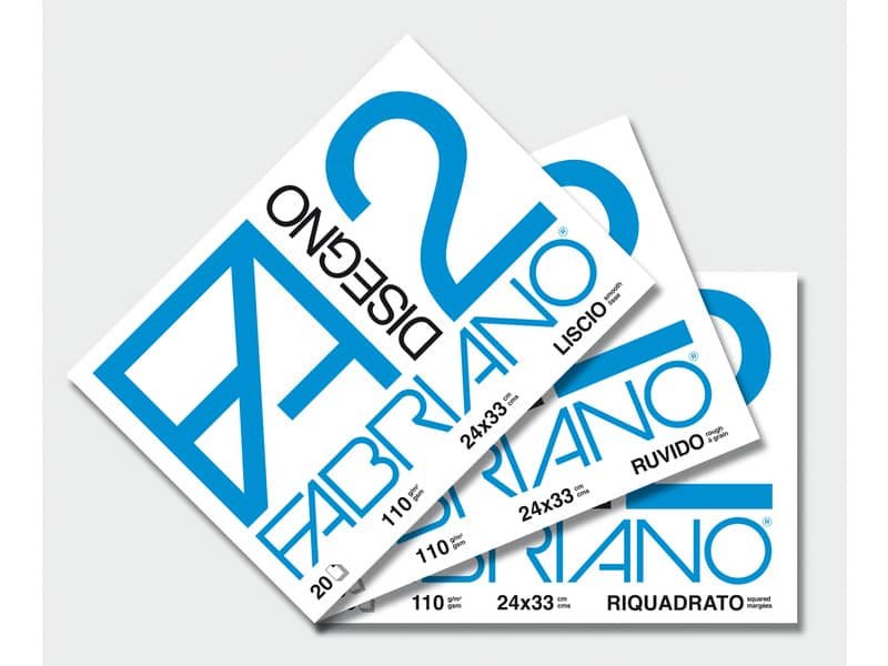 Album da disegno Fabriano F2 a punti metallici 110 g/mý 24×33 cm 20 ff. lisci 04204110