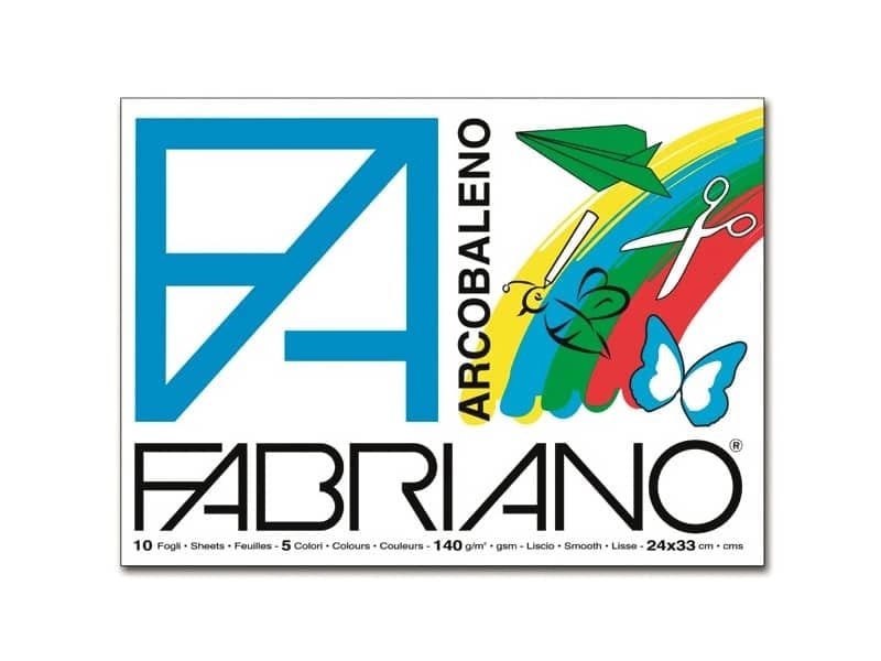 Album da disegno Fabriano ARCOBALENO 140 g/mý 10 24×33 cm 2 fogli x colore 44312433