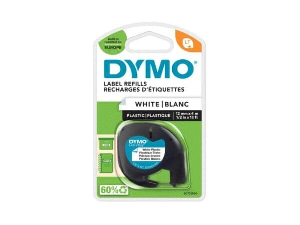 Nastro per etichettatrici Dymo LetraTag plastica 12 mm x 4 m nero/bianco S0721660