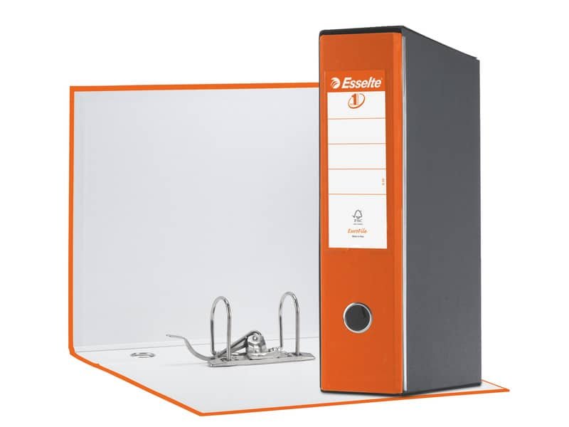 Registratore con custodia Esselte G55 Eurofile protocollo dorso 8 cm cartone rivestito in PP arancione – 390755200