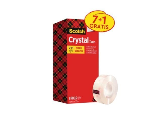Nastro adesivo Scotch© Crystal 600 supertrasparente 19 mm x 33 mt Value Pack 7+1 GRATIS - 6-1933R8