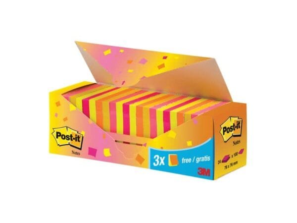 Foglietti colorati Post-it© Notes neon assortiti neon conf. 21 blocchetti + 3 gratis da 100 ff - CP 654-NP24