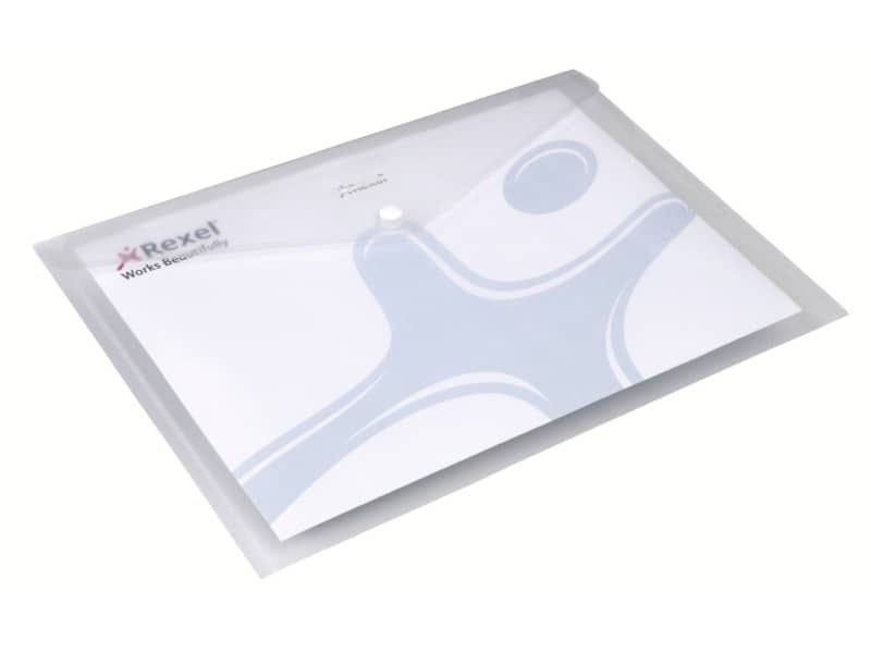 Busta trasparente con bottone Rexel Ice A4 trasparente conf. da 5 pezzi – 2101660