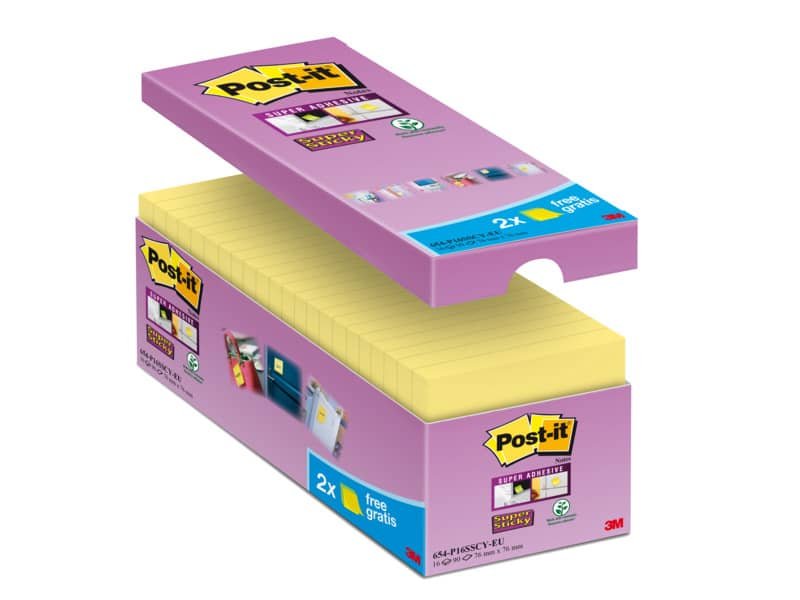 Foglietti Post-it© Super Sticky Giallo Canary? cf 14 blocchetti + 2 gratis da 90 ff – 654SSCY-VP16