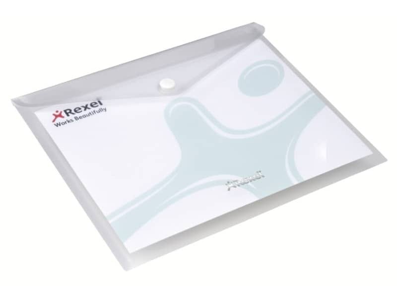 Busta trasparente con bottone Rexel Ice A5 trasparente conf. da 5 pezzi – 2101658