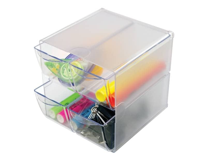 Cubo organizer deflecto© in polistirene con 4 cassetti trasparente 15,2×15,2×15,2 cm – 350301