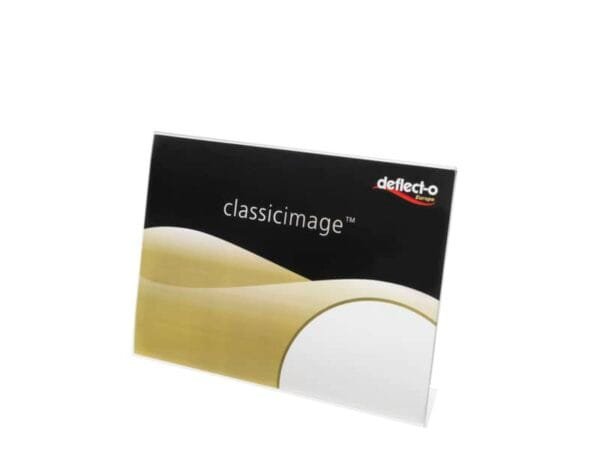 Porta-avvisi deflecto© A4 orizzontale in polistirene con base a L trasparente 47301